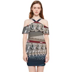 Patterned Tunnels On The Concrete Wall Shoulder Frill Bodycon Summer Dress by artworkshop