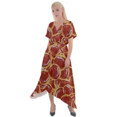 Cookies With Strawberry Jam Motif Pattern Cross Front Sharkbite Hem Maxi Dress by dflcprintsclothing