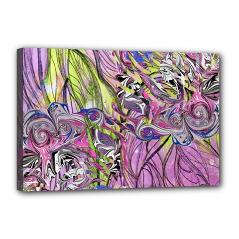 Abstract Intarsio Canvas 18  X 12  (stretched) by kaleidomarblingart