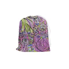 Abstract Intarsio Drawstring Pouch (medium) by kaleidomarblingart