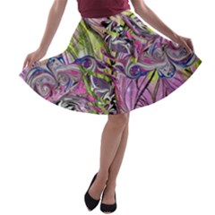 Abstract Intarsio A-line Skater Skirt by kaleidomarblingart