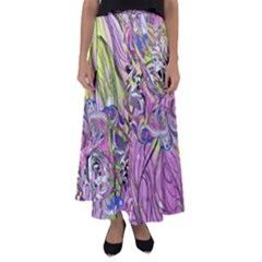 Abstract Intarsio Flared Maxi Skirt by kaleidomarblingart