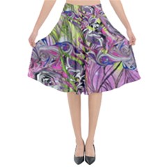 Abstract Intarsio Flared Midi Skirt by kaleidomarblingart