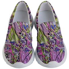 Abstract Intarsio Kids Lightweight Slip Ons by kaleidomarblingart