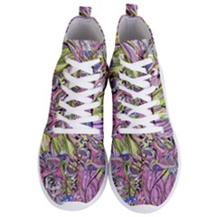 Abstract Intarsio Men s Lightweight High Top Sneakers by kaleidomarblingart