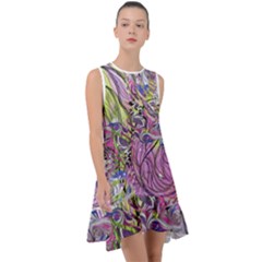 Abstract Intarsio Frill Swing Dress by kaleidomarblingart