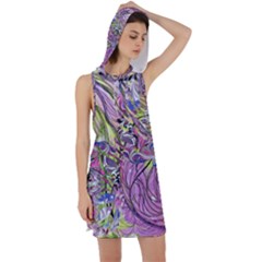Abstract Intarsio Racer Back Hoodie Dress