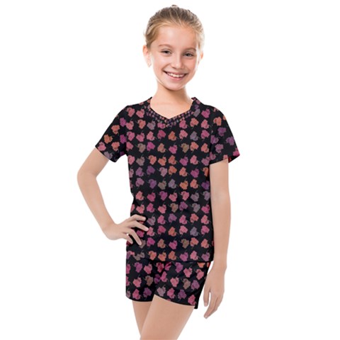 Mixed Colors Flowers Motif Pattern Kids  Mesh Tee And Shorts Set by dflcprintsclothing