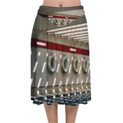 Patterned Tunnels On The Concrete Wall Velvet Flared Midi Skirt by artworkshop