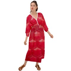 Red Textured Wall Grecian Style  Maxi Dress by artworkshop