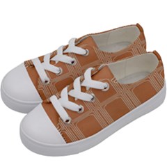Person Stands By Tall Orange Wall And Looks- Up Kids  Low Top Canvas Sneakers by artworkshop
