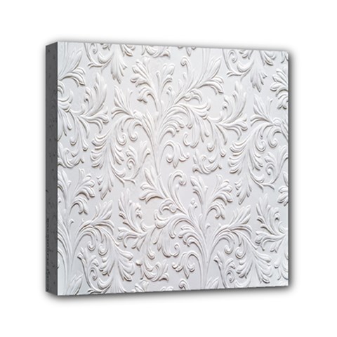 Plaster Background Floral Pattern Mini Canvas 6  X 6  (stretched)