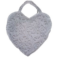 Plaster Background Floral Pattern Giant Heart Shaped Tote by artworkshop