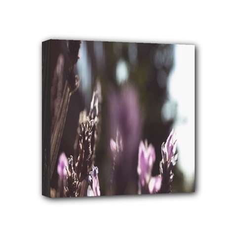 Purple Flower Pattern Mini Canvas 4  x 4  (Stretched)