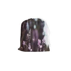 Purple Flower Pattern Drawstring Pouch (Small)