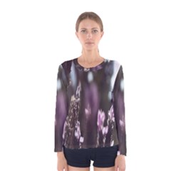 Purple Flower Pattern Women s Long Sleeve Tee