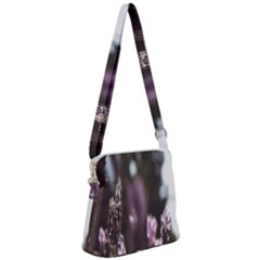 Purple Flower Pattern Zipper Messenger Bag