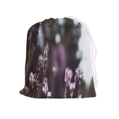 Purple Flower Pattern Drawstring Pouch (XL)