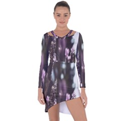 Purple Flower Pattern Asymmetric Cut-out Shift Dress by artworkshop