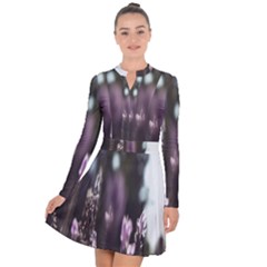 Purple Flower Pattern Long Sleeve Panel Dress