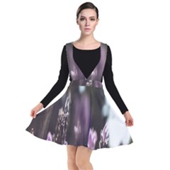 Purple Flower Pattern Plunge Pinafore Dress