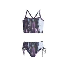 Purple Flower Pattern Girls  Tankini Swimsuit