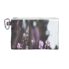 Purple Flower Pattern Canvas Cosmetic Bag (Medium)