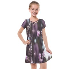 Purple Flower Pattern Kids  Cross Web Dress