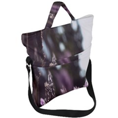 Purple Flower Pattern Fold Over Handle Tote Bag