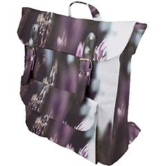 Purple Flower Pattern Buckle Up Backpack