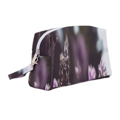 Purple Flower Pattern Wristlet Pouch Bag (Medium)