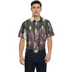 Purple Flower Pattern Men s Short Sleeve Pocket Shirt 