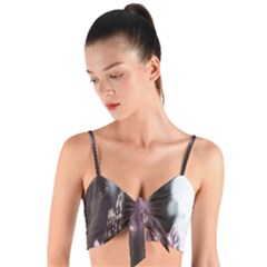 Purple Flower Pattern Woven Tie Front Bralet