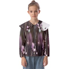 Purple Flower Pattern Kids  Peter Pan Collar Blouse