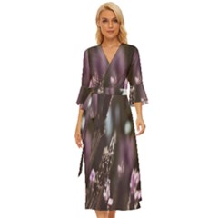 Purple Flower Pattern Midsummer Wrap Dress