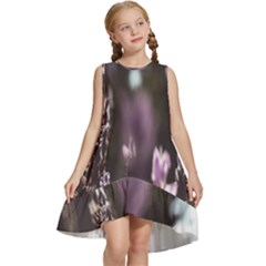 Purple Flower Pattern Kids  Frill Swing Dress