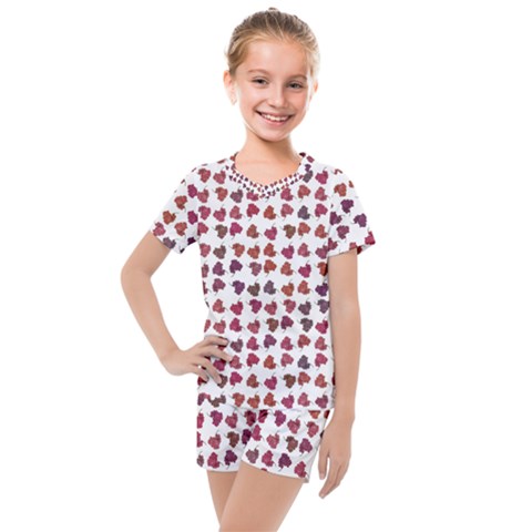 Mixed Colors Flowers Bright Motif Pattern Kids  Mesh Tee And Shorts Set by dflcprintsclothing