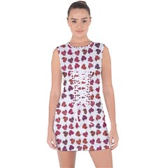 Mixed Colors Flowers Bright Motif Pattern Lace Up Front Bodycon Dress by dflcprintsclothing