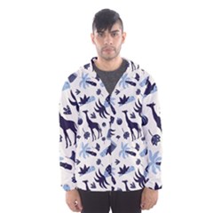 Cute Safari Animals Blue Giraffe Men s Hooded Windbreaker by Stikle