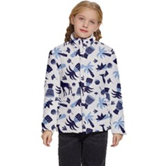 Cute Safari Animals Blue Giraffe Kids  Puffer Bubble Jacket Coat by Stikle