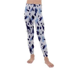 Cute Safari Animals Blue Giraffe Kids  Lightweight Velour Leggings by Stikle