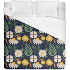 Flower Grey Pattern Floral Duvet Cover (king Size)