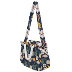 Flower Grey Pattern Floral Rope Handles Shoulder Strap Bag by Dutashop