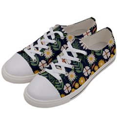 Flower Grey Pattern Floral Women s Low Top Canvas Sneakers