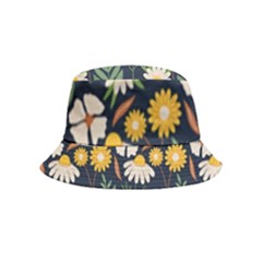 Flower Grey Pattern Floral Bucket Hat (kids)