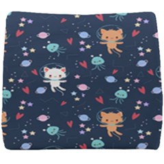 Cute-astronaut-cat-with-star-galaxy-elements-seamless-pattern Seat Cushion by Vaneshart