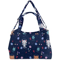 Cute-astronaut-cat-with-star-galaxy-elements-seamless-pattern Double Compartment Shoulder Bag