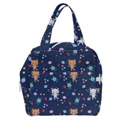 Cute-astronaut-cat-with-star-galaxy-elements-seamless-pattern Boxy Hand Bag