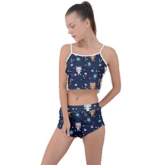 Cute-astronaut-cat-with-star-galaxy-elements-seamless-pattern Summer Cropped Co-ord Set