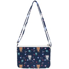 Cute-astronaut-cat-with-star-galaxy-elements-seamless-pattern Double Gusset Crossbody Bag